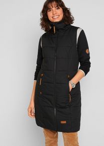 Gilet sans manches long à col montant - noir - taille 44 avec coton - bonprix