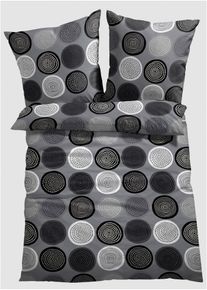 Parure de lit motif cercles - gris - taille 135x200 cm avec coton - bonprix