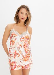 Pyjashort à bretelles spaghetti - blanc - taille 46/48 (L) avec coton - bonprix