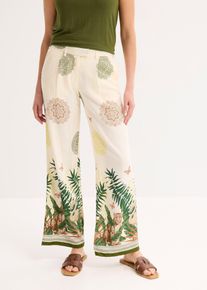 Pantalon &agrave; pinces en viscose avec imprim&eacute; bas de jambe - blanc - taille 46 - bonprix