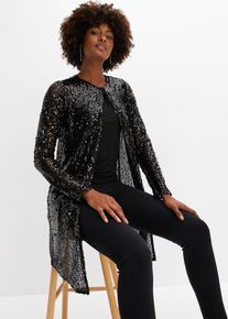 Long gilet à sequins - noir - taille 38/40 (S) - bonprix