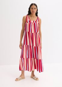 Robe rayée à bretelles en viscose texturée - rouge - taille 44 - Viscose - bonprix