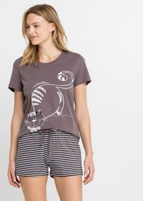 Pyjashort avec chouchou - violet - taille 46/48 (L) - 100% coton - bonprix