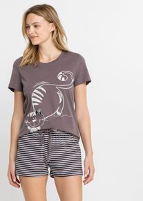 Pyjashort avec chouchou pour cheveux - violet - taille 58/60 (3XL) - 100% coton - bonprix