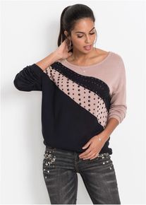 Pull oversize avec application - noir - taille 34/36 (XS) - bonprix