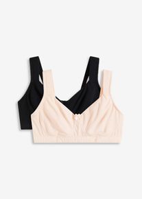 T-skjorte-BH med &oslash;kologisk bomull (2-pack), beige, st&oslash;rrelse 100B, bonprix