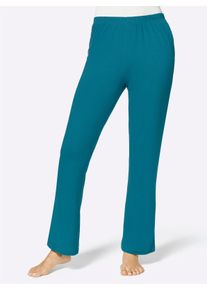 feel good Dames Broek in aquapetrol + donkertaupe ,maat 24/25, Witt, 95% Katoen, 5% Elastan. Gemêleerd: 88% Katoen, 12% Polyester