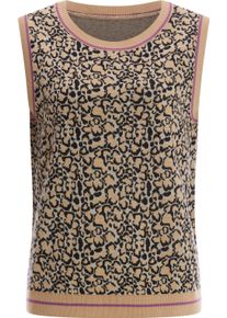 Dames Slip-over met dierendessin beige/zwart gedessineerd Maat 56