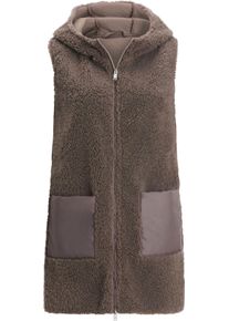 Damen Longweste aus kuscheligem Teddy-Fleece taupe Größe 50