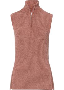 Dames Slip-over met opstaande kraag en ritssluiting rozenhout Maat 46