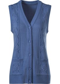 Dames Mouwloos vest met sierkralen jeansblauw Maat 40