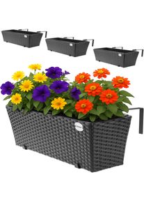Casaria Zestaw 4 Skrzynek Balkonowych Donice Rattan 11l Czarne