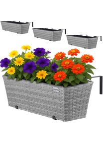 Casaria Zestaw 4 Skrzynek Balkonowych Donice Rattan 11l Szare