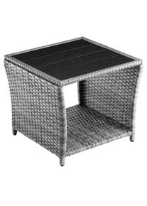 Casaria Stolik ogrodowy Vedis boczny rattan WPC szary 45x45x40cm