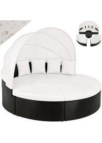 Casaria Polyrattan Sonneninsel Schwarz/Creme Ø230cm