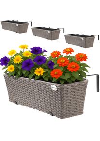 Casaria Zestaw 4 Skrzynek Balkonowych Donice Rattan 11l Kremowe