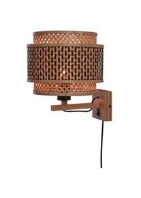 Good & Mojo Wandleuchte , Naturfarben, Schwarz , Holz , Bambus , 29x25x25 cm , LED-Leuchtmittel austauschbar , Lampen & Leuchten, Innenbeleuchtung, Spots & Strahler, Wandstrahler