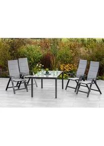 Gardenson Gartenklappsessel , Graphitfarben, Dunkelgrau , Metall, Textil , eckig , 63x118x73 cm , Gartenmöbel, Gartensessel, Gartenklappstühle