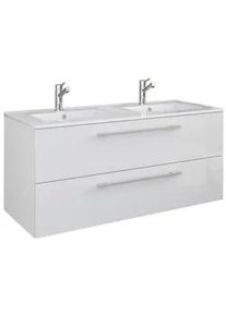 Mid.you Waschtischkombi , Weiß , Kunststoff , 2 Schubladen , 111 cm , hängend , Badezimmer, Waschbecken & Armaturen, Waschtische