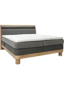 Valnatura Boxspringbett , Taupe, Eichefarben, Dunkelgrau , Textil , Echtleder , Rindleder , Eiche , massiv , H2 + H3 , 7-Zonen , Höhe ca. 17,5 cm , 180x200 cm , Fsc, Reach, Made in Eu , Federkernmatratze, Stoffauswahl, Topper durchgehend, in verschiedenen Größen erhältlich, Matratze in verschiedenen Härtegraden erhältlich, Matratze geteilt , Holzmöbel, Holzbetten, Boxspringbetten Holz