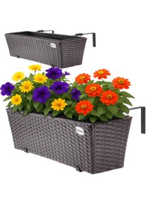 Casaria Polyrotan Balkonbak Set van 2 Bruin