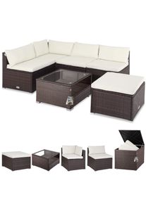 Casaria Polyrotan XL Lounge Bruin/Cr&egrave;me met Polyrotan kussenbox Bruin
