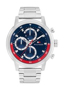 Tommy Hilfiger Heren Analoog horloge 'ROCKY' navy / vuurrood / zilver One Size