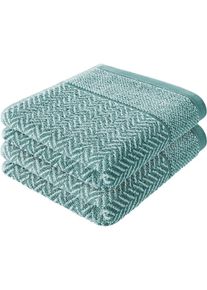 Herzbach home Heren Handdoek groen 50x100 cm