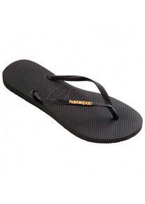 Havaianas Women's Slim Logo Metallic Sandals Women (33/34, grey/black)