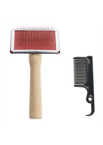 Spazzola soft con pulisci setole per animali L 12 x P 5,5 cm