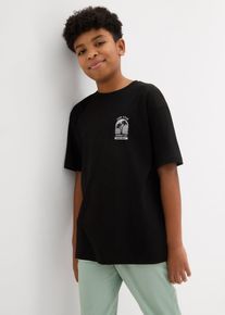T-shirt in cotone biologico con stampa dietro, Nero, Taglia 176/182, bonprix