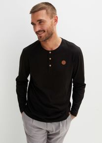 Maglia serafino a maniche lunghe (pacco da 2) in puro cotone biologico - Nero - Taglia 44/46 (S) - bonprix
