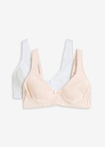 Reggiseno t-shirt non imbottito con ferretto e cotone biologico (pacco da 2), Beige, Taglia 80F, bonprix