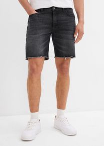 Bermuda elasticizzati in jeans con orli aperti relaxed fit, Nero, Taglia 40, bonprix