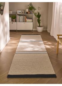 benuta Pure Villa matto Runner Livio Beige/musta 70x200 cm Beige/Schwarz Nauhat