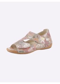 Waldläufer Dames Sandalette met klittenbandsluiting in beige/bont ,maat 6, Witt, 100% Suède
