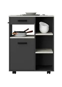 P & B Servierwagen , Anthrazit, Hellgrau , Metall , 1 Schubladen , 70.2x92.6x40 cm , Esszimmer, Servierwagen