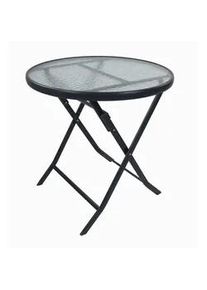 Vcm Mid.you Gartentisch , Anthrazit , Metall, Glas , rund , X-Form , 70 cm , klappbar, wetterbeständig, platzsparend , Gartenmöbel, Gartentische