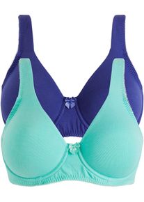 bonprix Femei Sutien invizibil necăptușit cu armătură, cu bumbac organic (set/2 buc.), albastru, 105