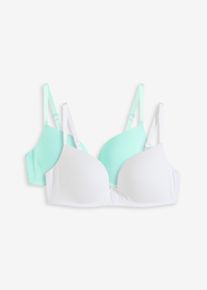 bonprix Női Push-up melltartó merevítő nélkül, bio-pamuttal (2 db-os csomag), fehér, 95