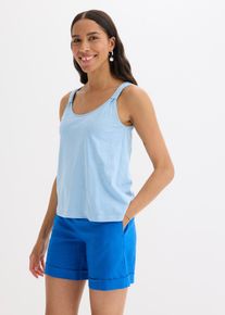 bonprix Mujer, Top sin mangas de algodón orgánico puro, azul, 52/54