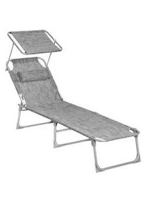 Modante Sonnenliege , Grau, Hellgrau , Metall, Textil , 53x29.5x193 cm , verstellbares Dach, Rückenlehne verstellbar , Gartenmöbel, Gartenliegen, Sonnenliegen