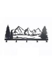Ambia Home Hakenleiste , Schwarz , Metall , 30x4.5x70 cm , Aufhängemöglichkeit , Garderobe, Garderobenhaken, Hakenleisten