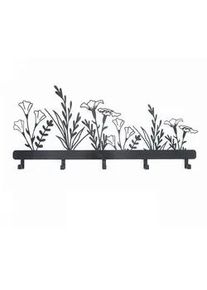 Ambia Home Hakenleiste , Schwarz , Metall , 32x4.5x70 cm , Aufhängemöglichkeit , Garderobe, Garderobenhaken, Hakenleisten