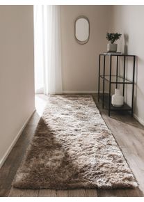 benuta Nest Tapis shaggy à poils longs Whisper Marron clair 80x300 cm - Tapis doux pour salon