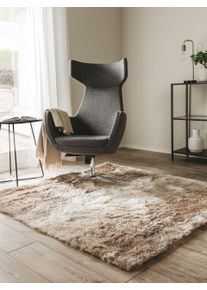 benuta Nest Tapis shaggy à poils longs Whisper Beige/Marron clair 150x150 cm - Tapis doux pour salon
