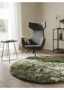 benuta Nest Shaggy rug Whisper Green ø 160 cm round - Shag Pile Rugs