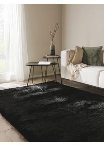 Tapis poil ras shaggy Whisper Noir 200x290 cm - Tapis poil court design moderne pour salon