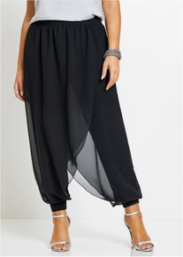 Broek met chiffon - zwart - maat 56/58 (3XL) - bonprix