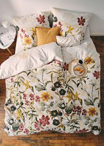 Dekbedovertrek met bloemenprint - beige - maat 135x200 cm - 100% katoen - bonprix